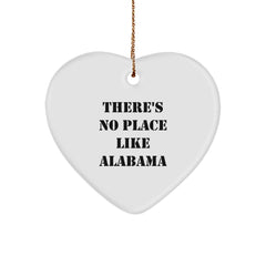 'There's No Place Like Alabama' Heart Ornament Gifts from Loved Ones for Alabama Enthusiasts, Christmas Unique Gifts, Alabama Heart Shape Ornaments - Image 1