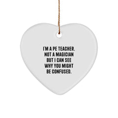 Funny PE Teacher Heart Ornament Gifts for Men from Family, Unique Christmas Unique Gifts - Image 1