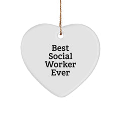 Social Worker Heart Ornament Gifts from Best Social Worker Ever, 'Best Social Worker Ever' Quote, Christmas Unique Gifts for Social Workers - Image 1