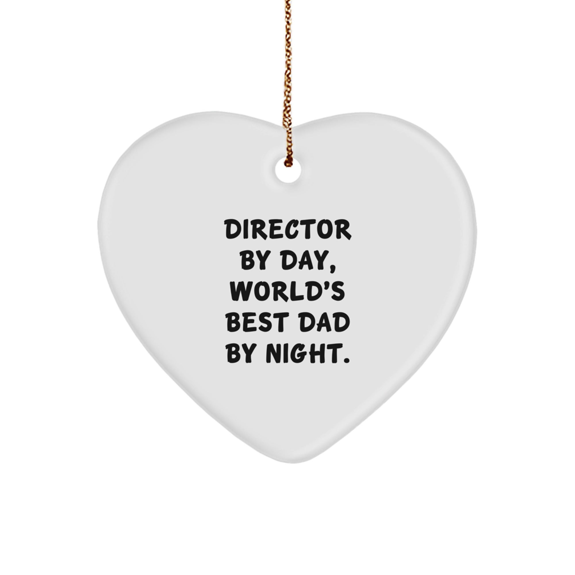 Funny Director Gifts from Men - Heart Ornament Director By Day, World's Best Dad By Night - Christmas Unique Gifts for Director - Image 1