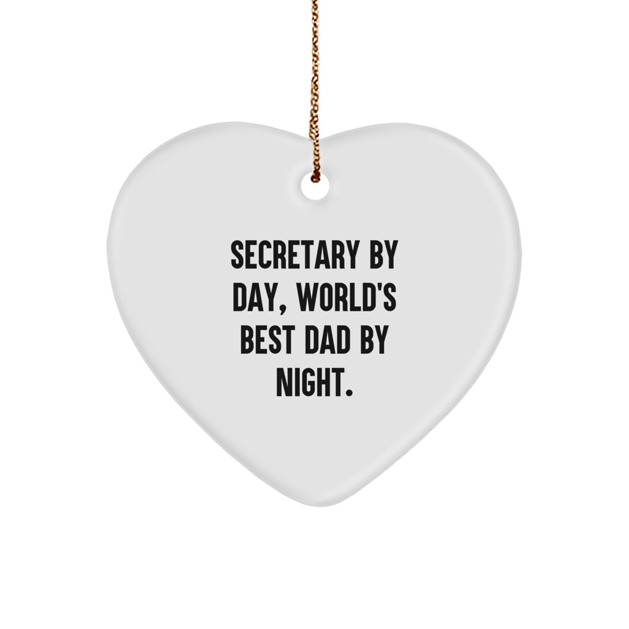 Funny Heart Ornament Gifts for Secretary from Husband, World's Best Dad By Night, Christmas Unique Presents - Image 1