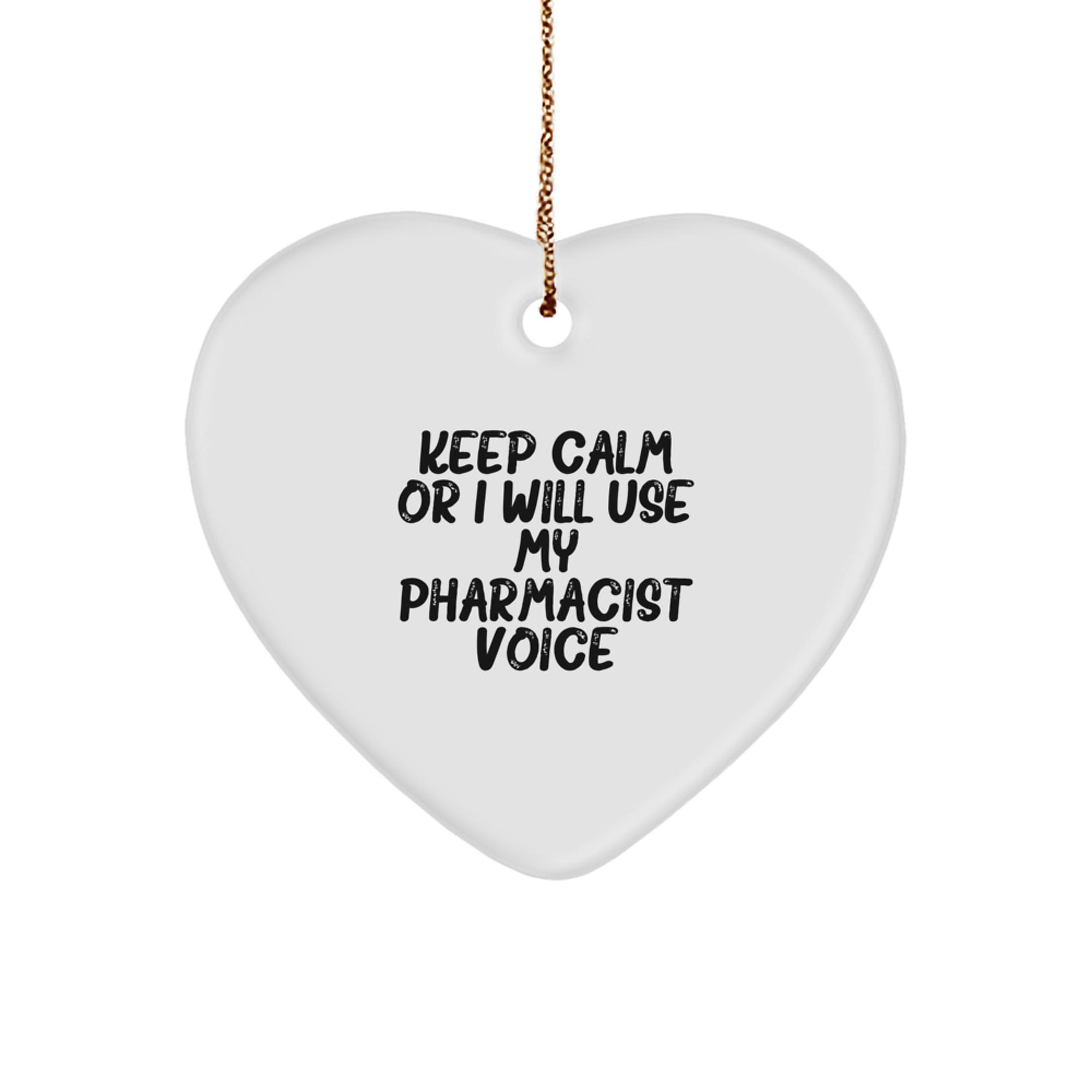 Funny Pharmacist Gifts from Friends, Keep Calm Heart Ornament for Men Women Coworkers Family, Christmas Unique Gifts for Pharmacist - Image 1