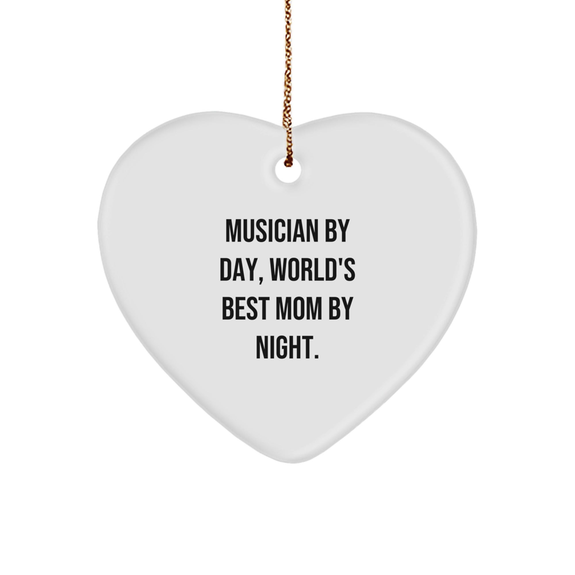 Musician Gifts from Mom - Funny Heart Ornament for Musician By Day, World's Best Mom By Night., Perfect Unique Gifts for Musician, Musician Gifts from Mom, Gifts for Musician - Image 1