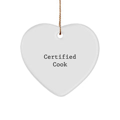 Funny Cook Gifts from Friends, Heart Ornament for Christmas with 'Certified Cook' Quote, Perfect for Men, Women, or Coworkers - Image 1