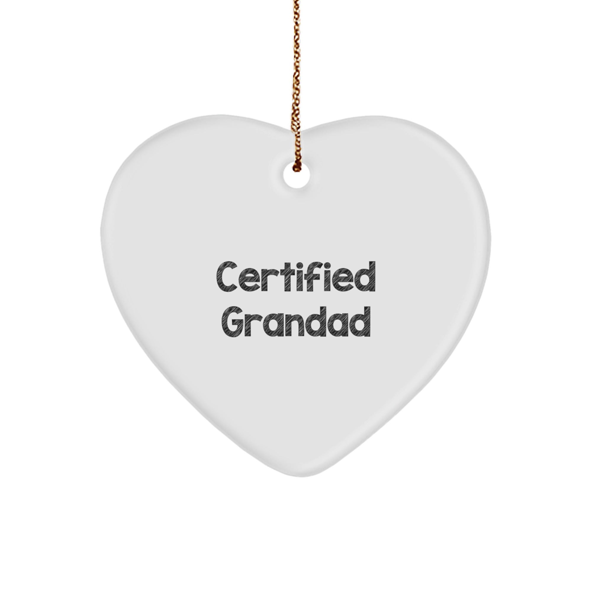 Funny 'Certified Grandad' Heart Ornament for Grandad Gifts from Family, Friends, and Coworkers, Perfect for Christmas Unique Gifts - Image 1
