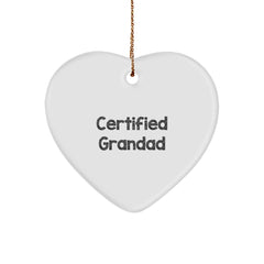Funny 'Certified Grandad' Heart Ornament for Grandad Gifts from Family, Friends, and Coworkers, Perfect for Christmas Unique Gifts - Image 1