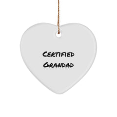 Funny Grandad Gifts - 'Certified Grandad' Heart Ornament for Men, White, 2.75'' Tall, Perfect for Christmas, Gifts from Family to Grandad - Image 1