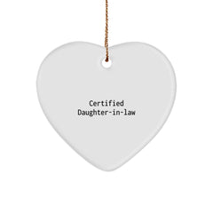 Funny Daughter-in-law Gifts for Christmas, 'Certified Daughter-in-law' Heart Ornament Gifts from Men to Women - Image 1