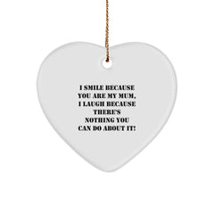 Funny Heart Ornament Gifts from Family for Mum, Heart Shaped Mum Mum Christmas Decor, Smile and Laugh Mum Heart Ornament - Image 1