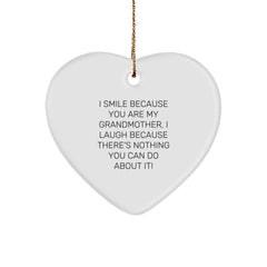 Funny Grandmother Heart Ornament Gifts from Family, I Smile Because You Are My Grandmother, Heart-Shaped Decoration for Christmas - Image 1