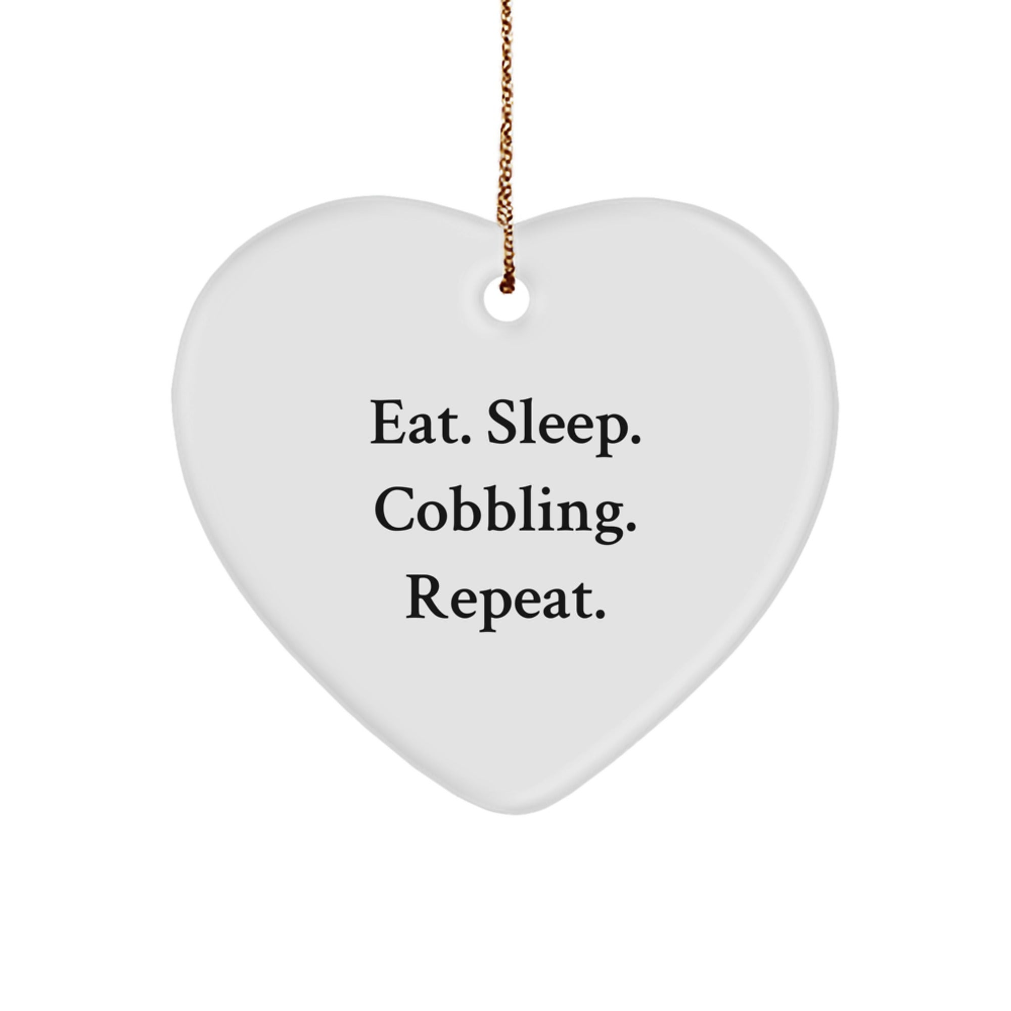 Cobbling Enthusiasts Gifts from Friends to Family - Eat. Sleep. Cobbling. Repeat. Heart Ornament for Christmas - Image 1