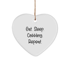 Cobbling Gifts from Friends to Family - Eat. Sleep. Cobbling. Repeat. Heart Ornament - Image 1