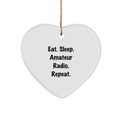 Funny Amateur Radio Gifts, Heart Ornament with Eat. Sleep. Amateur Radio. Repeat., Perfect Christmas Unique Gifts for Amateur Radio Enthusiasts, Friends, and Family - Image 1