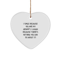Funny Grampy Heart Ornament Gifts from Friends and Family for Grampy, Heart Shaped Ornament with Inspirational Quote - Image 1