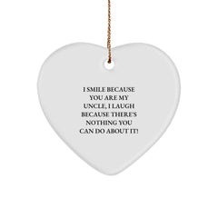 Funny Uncle Heart Ornament Gifts from Men to Uncle, Unique Christmas Decorations for Uncle, Heart-Shaped Uncle Gift with Sublimation Printing - Image 1