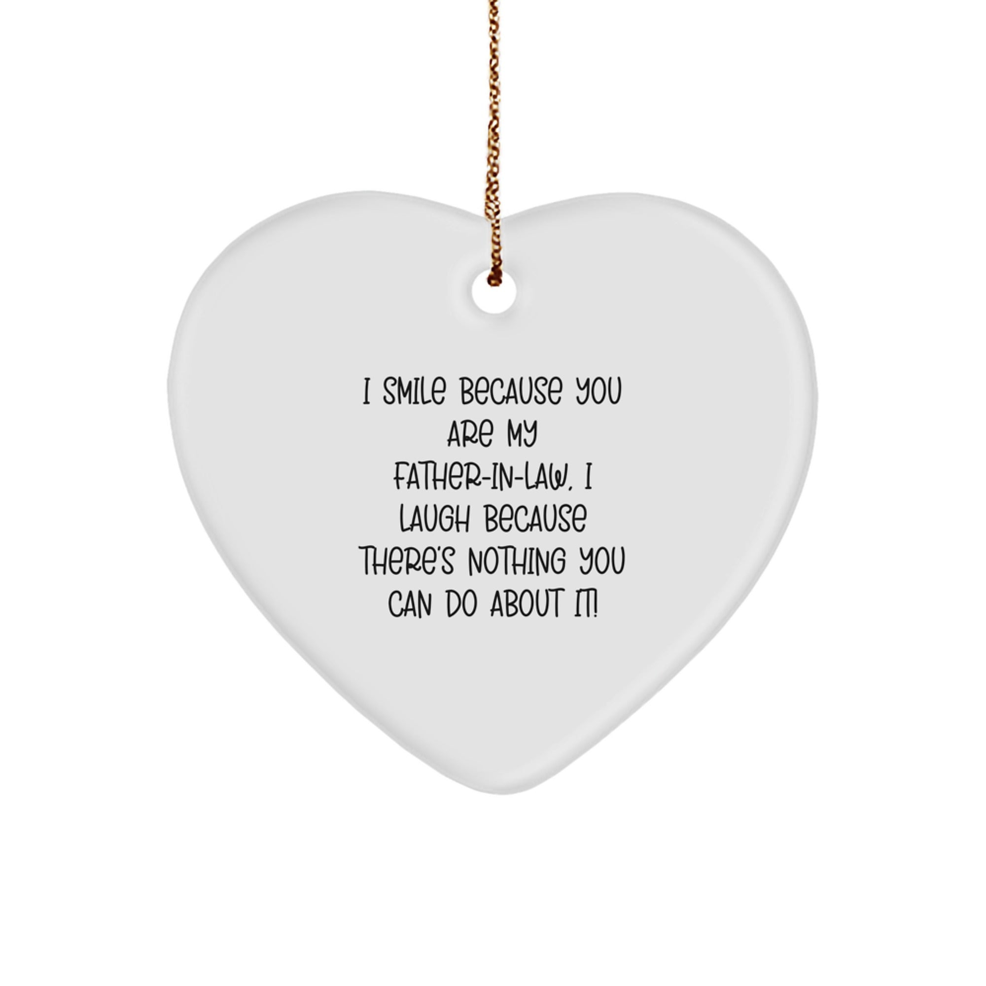 Funny Heart Ornament Gifts from Daughter-In-Law to Father-In-Law, Christmas Unique Gifts for Father-In-Law, Heart Shaped White Ornament - Image 1