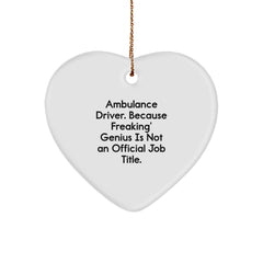 Funny Ambulance Driver Gifts from Men for Ambulance Driver Husband, Ambulance Driver Christmas Unique Gifts, Heart Ornament, Ambulance Driver Heart Shaped MDF - Image 1