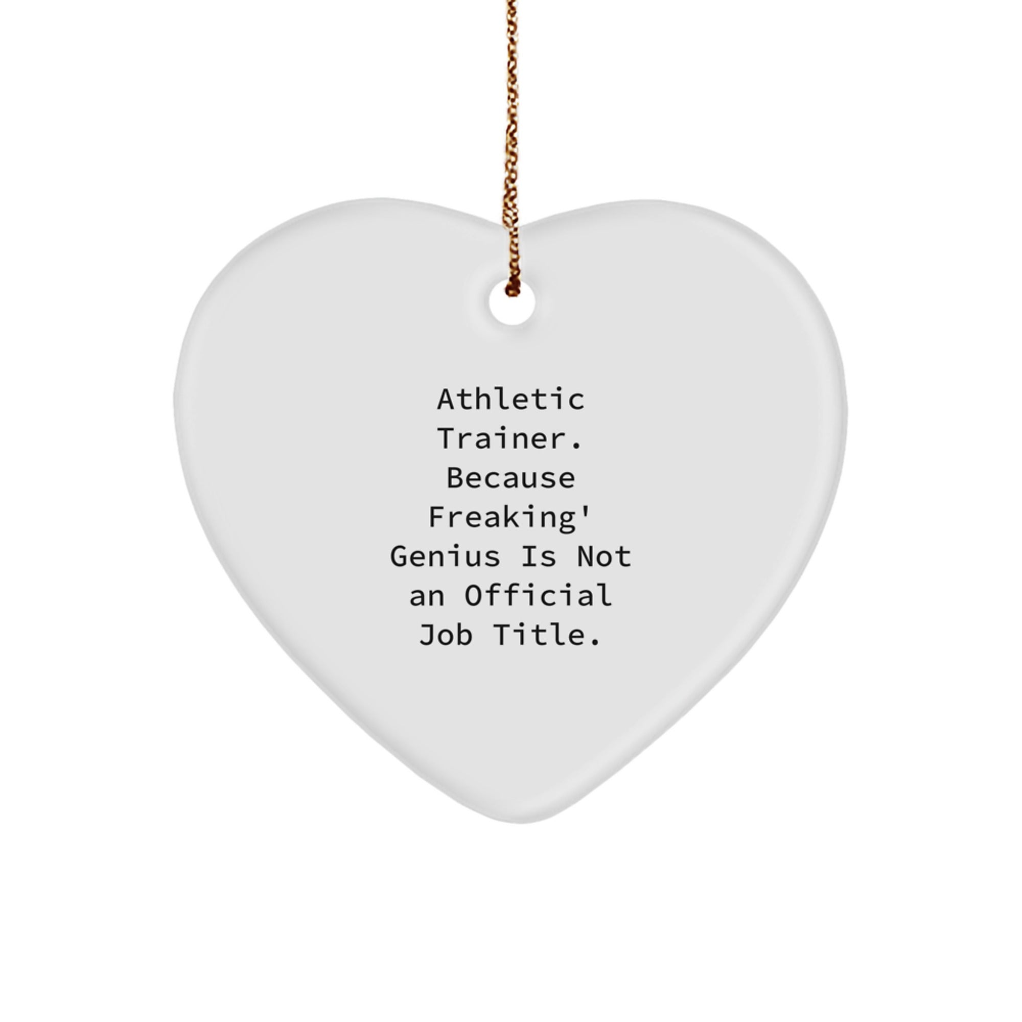 Funny Athletic Trainer Gifts from Friends, Heart Ornament for Men, Women, Coworkers or Family - Because Freaking' genius Is Not An Official Job Title. - Image 1