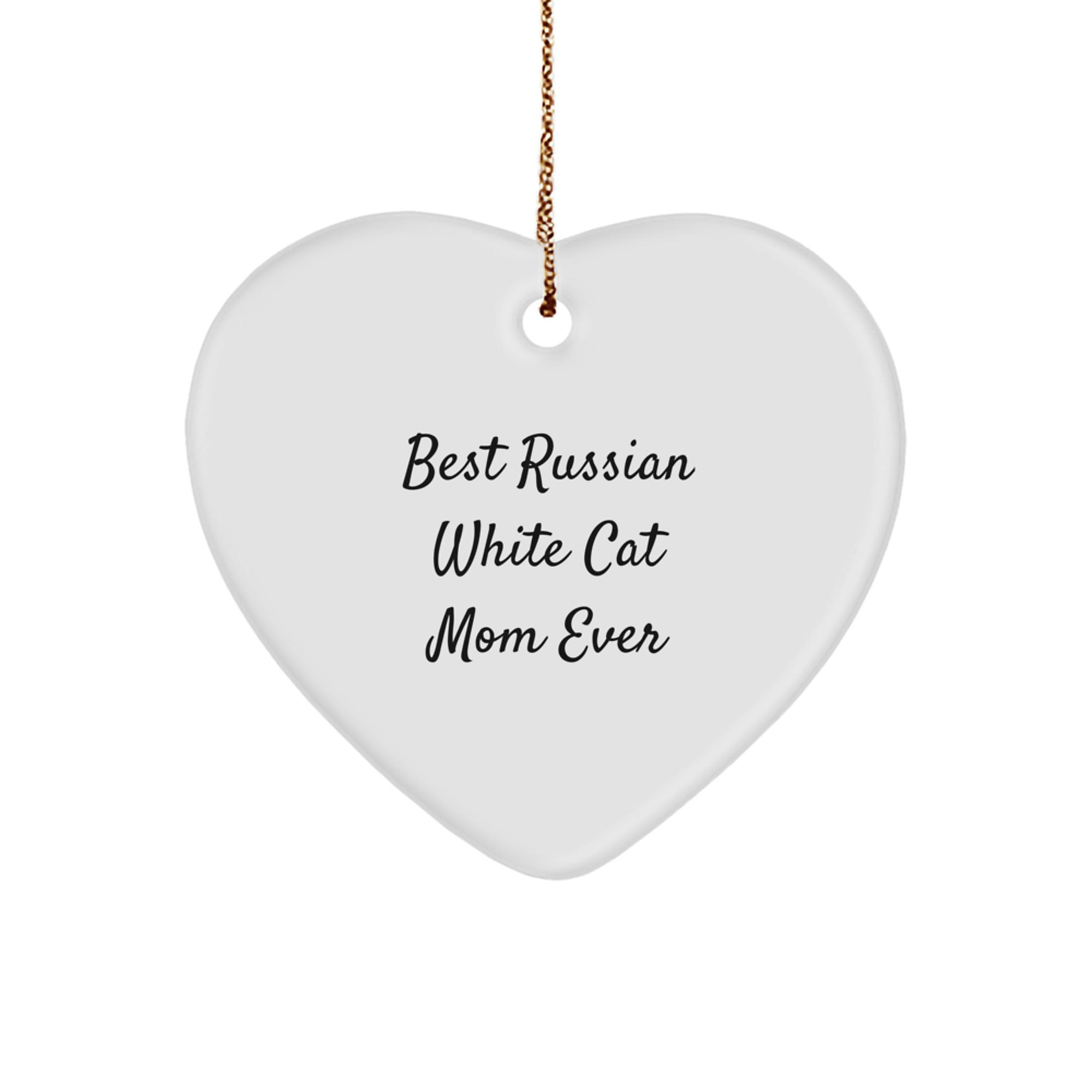 Russian White Cat Mom Ever Heart Ornament, Gifts from Family to Friends, Unique Christmas Unique Gifts for Russian White Cat Lovers - Image 1