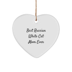 Russian White Cat Mom Ever Heart Ornament, Gifts from Family to Friends, Unique Christmas Unique Gifts for Russian White Cat Lovers - Image 1