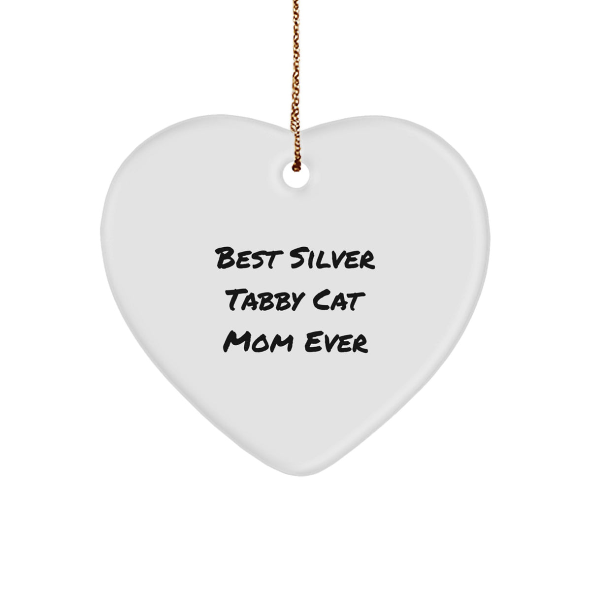 Funny Silver Tabby Cat Mom Ever Heart Ornament for Gifts from Family, Friends, or Coworkers, Perfect for Christmas Unique Gifts - Image 1