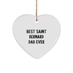 Saint Bernard Dog Lover Gifts from Dad to Men, Best Saint Bernard Dad Ever Heart Ornament for Christmas, Funny Quote - Image 1