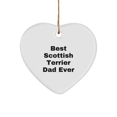 Scottish Terrier Dog Gifts - Heart Ornament, 'Best Scottish Terrier Dad Ever', Unique Christmas Unique Gifts for Men, Women, Friends, Family - Image 1