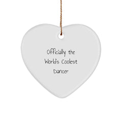 Funny Dancer Gifts from Men to Dancer Friends, 'Officially The World's Coolest Dancer' Heart Ornament for Christmas, Dancer Lover, Women, or Coworkers - Image 1