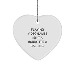 Funny Heart Ornament for Playing Video Games Enthusiasts Gifts from Men, Women, Friends, Family - Unique Christmas Decorations for Gamers - Playing Video Games Isn't A Hobby. It's A Calling. - Image 1