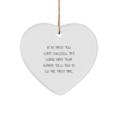 Funny Inspirational Author Gifts from Men to Author, Heart Ornament Quote for Author, Christmas Unique Gifts for Author Friends - Image 1