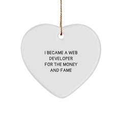Funny Web Developer Gifts from Friends for Men, Unique Heart Ornament for Christmas - Image 1