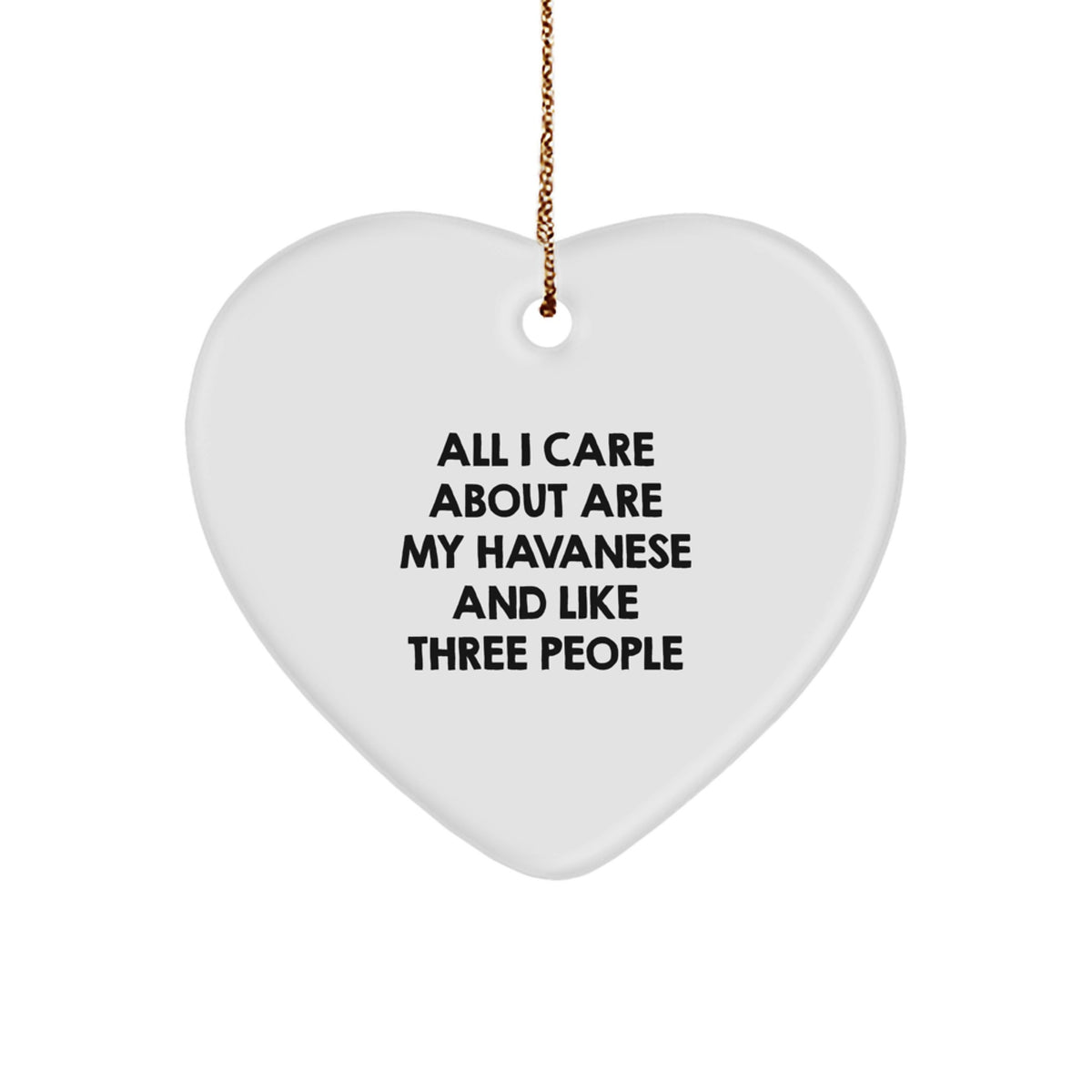 Funny Havanese Dog Heart Ornament Gifts from Friends for Christmas with Quote 'All I Care About Are My Havanese And Like Three People' - Unique Christmas Unique Gifts for Havanese Dog Lovers - Image 1