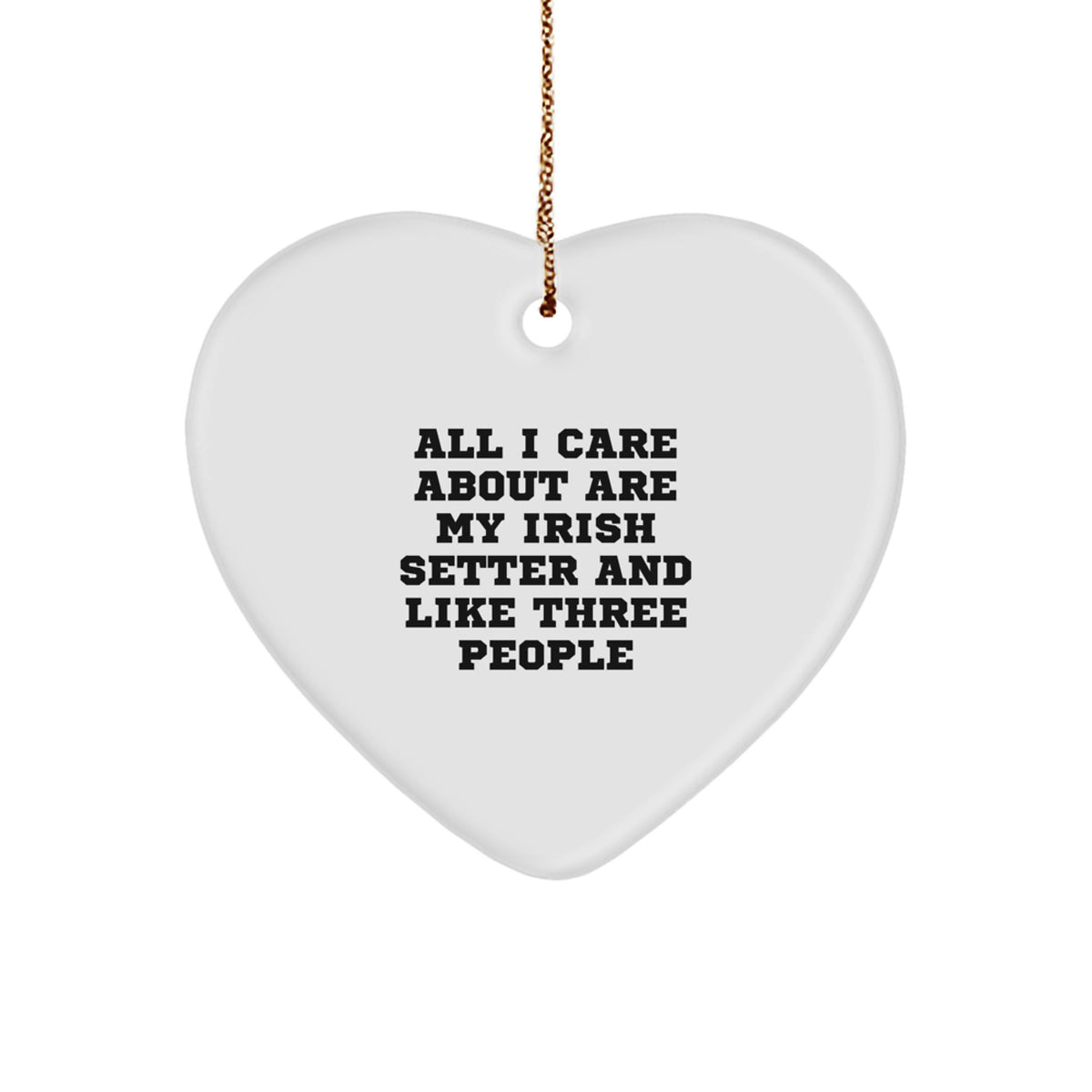 Irish Setter Dog Lover Gifts from Men to Family - Christmas Unique Ornaments for Irish Setter Dog Heart Shaped Decor, All I Care About Are My Irish Setter And Like Three People - Image 1