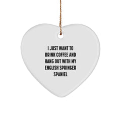 English Springer Spaniel Dog Lover's Heart Ornament, Funny Quote, Gifts from Family to Friends, Perfect for Christmas - Image 1