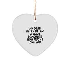 Funny Heart Ornament Gifts from Men to Sister-in-law 'My Dear Sister-in-law' at Christmas - Image 1