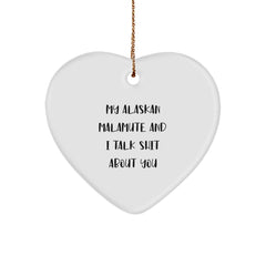 Funny Alaskan Malamute Dog Christmas Unique Gifts for Friends, Family, or Co-Workers - Heart Ornament - Image 1