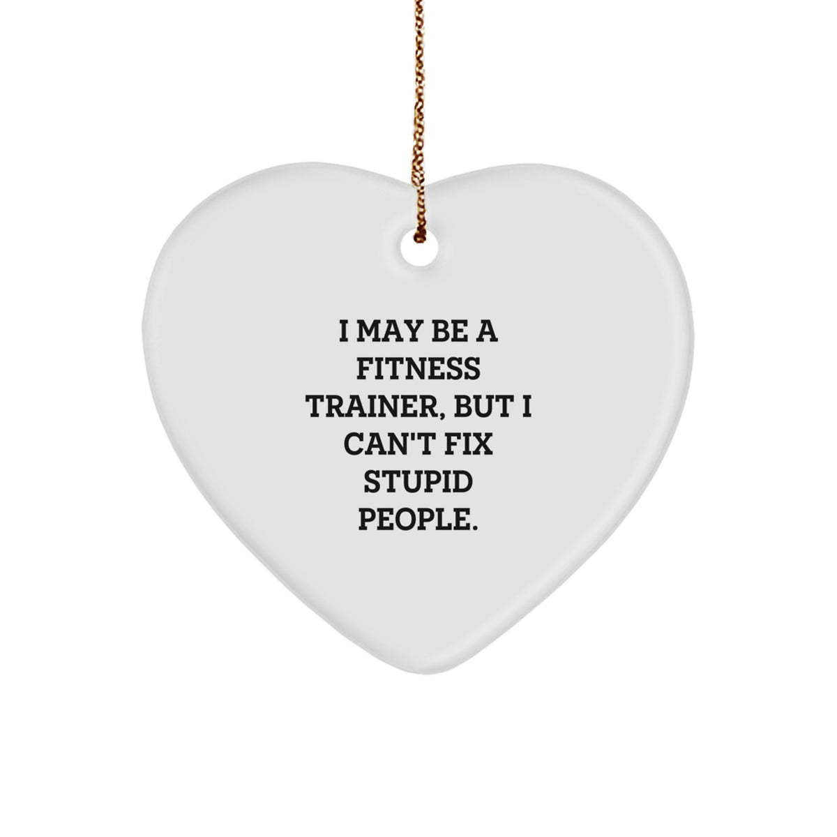 Funny Fitness Trainer Gifts for Men - Heart Ornament with I May Be A Fitness Trainer, But I Can't Fix Stupid People Quote, Christmas Unique Gifts from Friends - Image 1