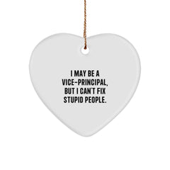 Funny Vice-principal Gifts from Men for Vice-principal - Heart Ornament, 'I May Be A Vice-principal, But I Can't Fix Stupid People.' Christmas Unique - Image 1