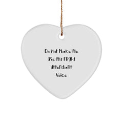 Funny Flight Attendant Gifts from Friends for Men, Unique Heart Ornament Do Not Make Me Use My Flight Attendant Voice Christmas - Image 1
