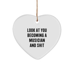 Funny Musician Gifts from Friends for Men Becoming Musicians Heart Ornament Christmas Unique Gift Ideas - Image 1
