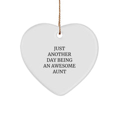 Funny Aunt Heart Ornament Gifts from Family - Just Another Day Being An Awesome Aunt Christmas Unique Gift for Aunts - Image 1