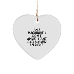 Funny Machinist Gifts for Him - Heart Ornament from Machinist Friend - Christmas Unique Gift for Machinist Men - Image 1