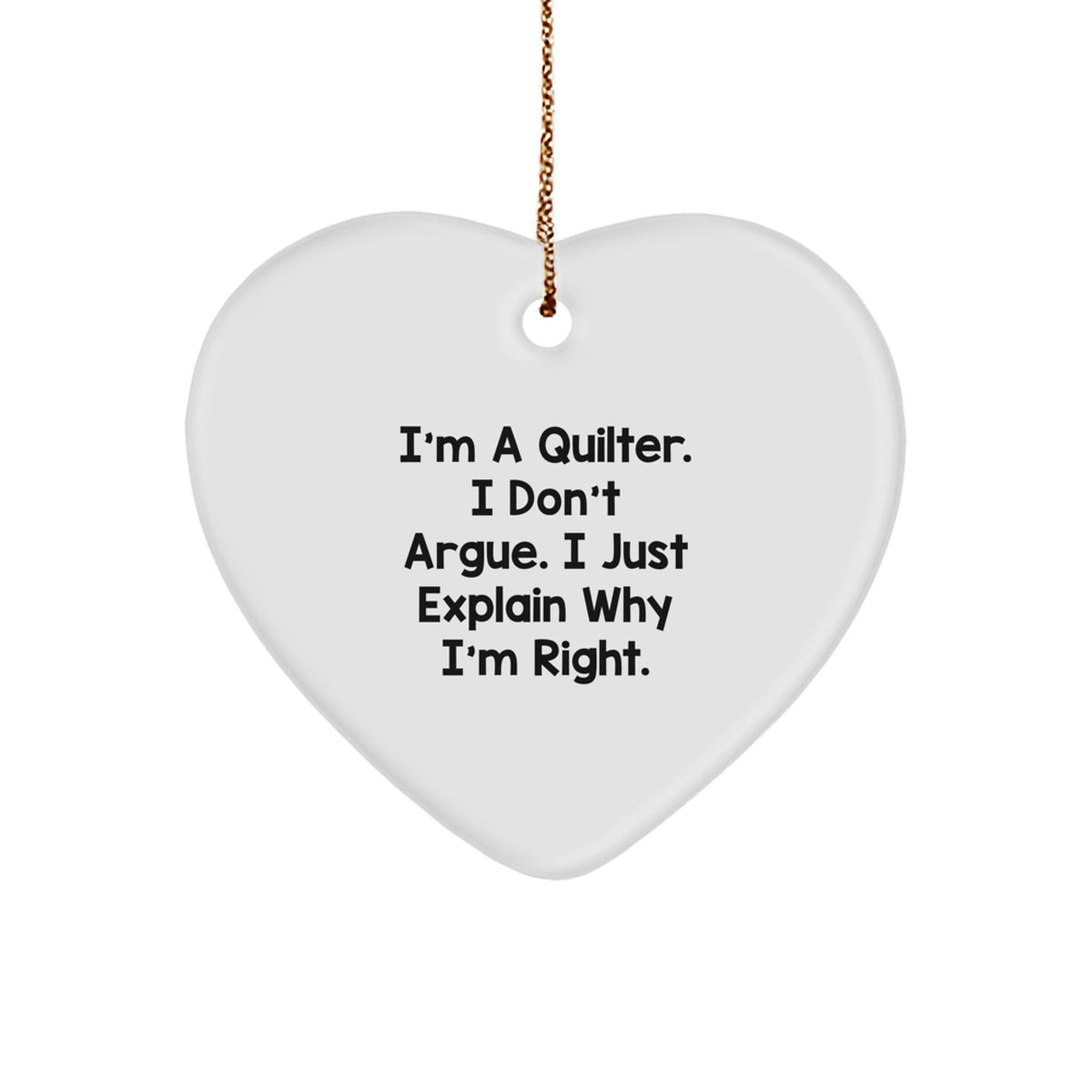 Funny Quilter Gifts from Family, Heart Ornament for Quilter Friends, Unique Christmas Unique Gifts for Men Women - Image 1