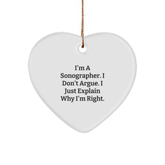 Sonographer Gifts for Him - Heart Ornament with Funny Quote - Gifts from Family and Friends for Men on Christmas - Image 1