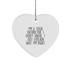 Funny Yoga Instructor Heart Ornament Gifts from Men, Christmas Unique Gifts for Yoga Instructor - Image 1