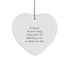 Auctioneer Gifts from Men to Friends, Funny Heart Ornament, Christmas Unique Gifts for Auctioneers - Image 1