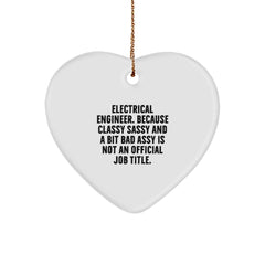 Electrical Engineer Heart Ornament, Funny Quote Gift for Him, Women, or Friends, Christmas Unique - Image 1