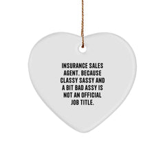 Gifts from Men for Insurance Sales Agent Unique Heart Ornaments Funny Quote Christmas Decoration - Image 1