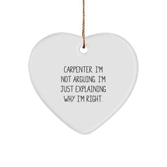 Carpenter Heart Ornament Funny Quote Gifts from Men, Women, Friends, Family, Coworkers - Christmas Unique Gifts for Carpenter, Handyman, Woodworker - Image 1