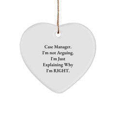 Funny Case Manager Gifts from Friends, Heart Ornament with Inspirational Quote, Unique Christmas Unique Gifts for Case Manager, Women, or Coworkers - Image 1